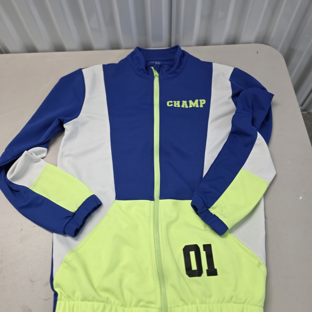 Champs Blue & Neon Green Zip Front Kids Jacket